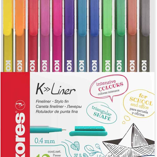 Набор линеров Kores 0,5 мм разноцветные, 12 шт.