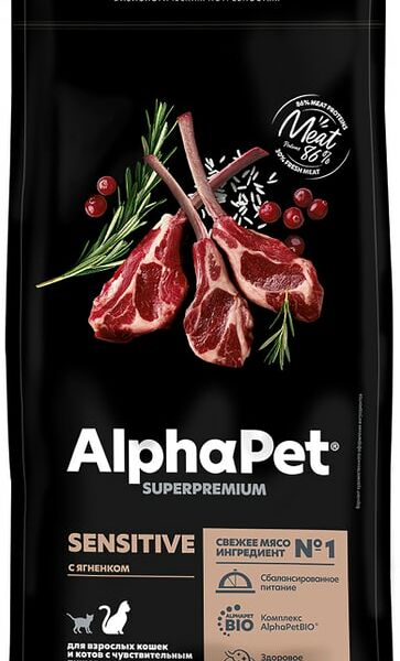 Сухой корм для кошек AlphaPet Ягненок 3кг