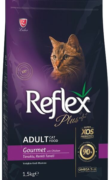 Сухой корм для кошек Reflex Plus Adult Gourmet Multicolor с цветными гранулами 1.5кг
