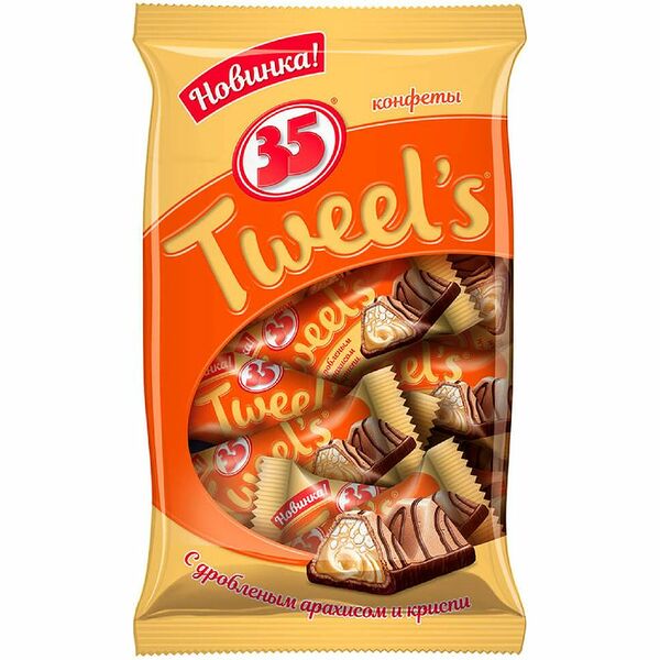 Конфеты 35 Tweels с дробленым арахисом и криспи
