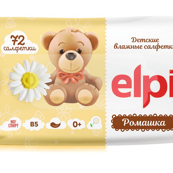 Салфетки влажные Elpi д/детей ромашка 72шт арт. Е01330