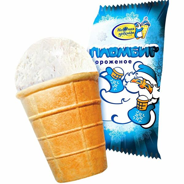 Мороженое НЕЖНАЯ ПРОХЛАДА Пломбир ванильный, без змж, вафельный стаканчик