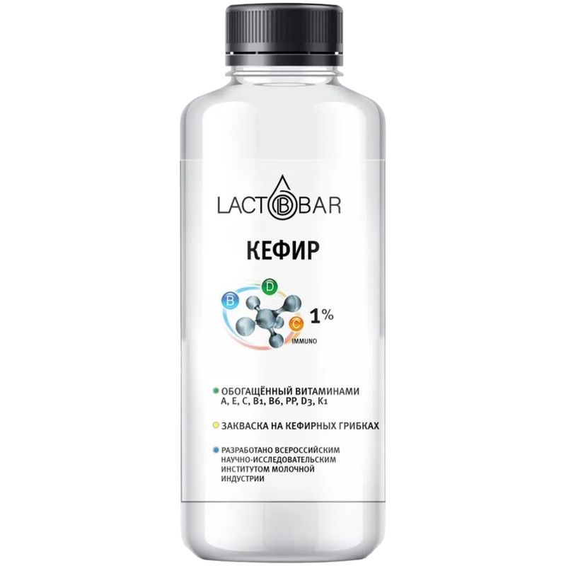 

Кефир Lactobar обогащённый витаминами 1%, БЗМЖ, 700 мл