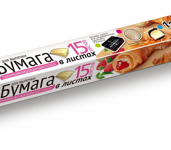 Бумага силиконизированная для выпечки GRIFON в листах, 38 см x 42 см, с тиснением 