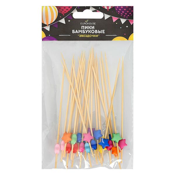 Пики бамбуковые Сердечки, 24 шт, 120 мм