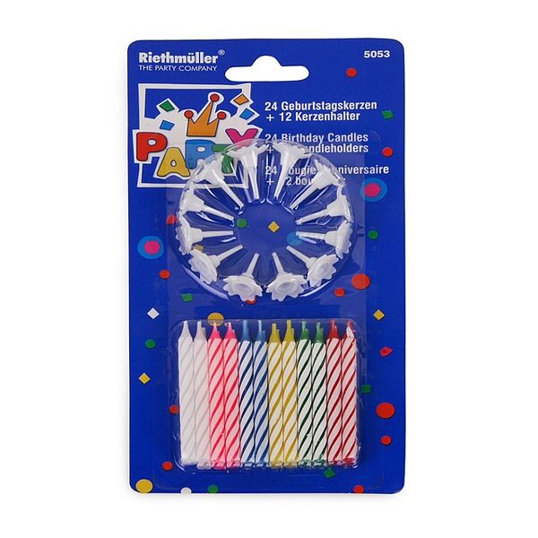 Свеча для торта Riethmueller цвет ассорти 24 шт Китай