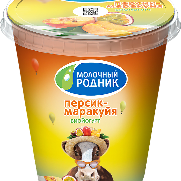 Биойогурт МОЛОЧНЫЙ РОДНИК Персик, маракуйя 2,5%, бзмж