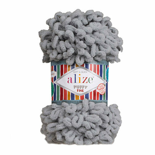 Пряжа Alize 'Puffy Fine' 100г 14м (100% микрополиэстер)(343 угольно-серый)