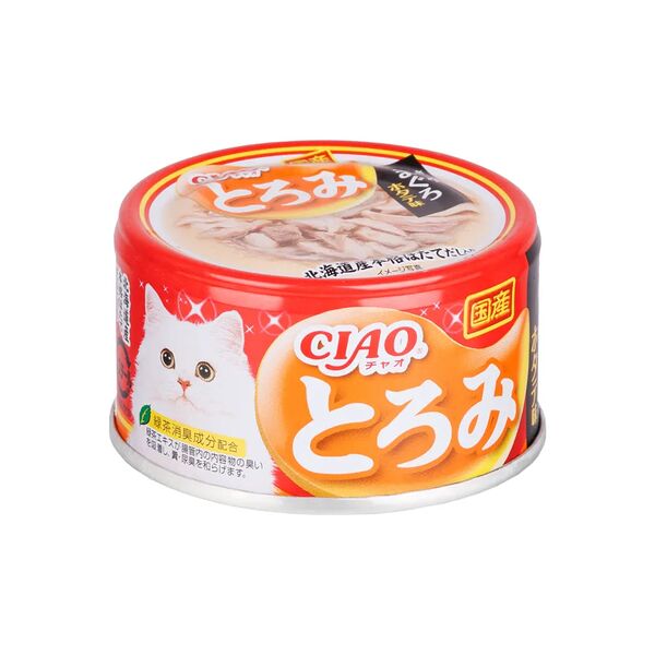 Корм для кошек CIAO Мраморная вырезка желтоперого тунца с гребешком и парным филе курицы Inaba Shyokuhin. Co. Ltd