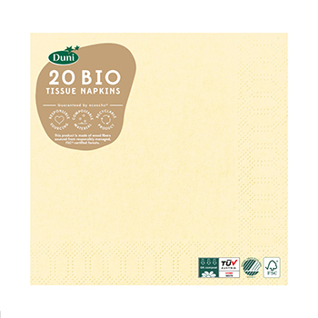 

Салфетки бумажные трёхслойные Bio, цвет ваниль, Duni, 20 шт., 33*33 см