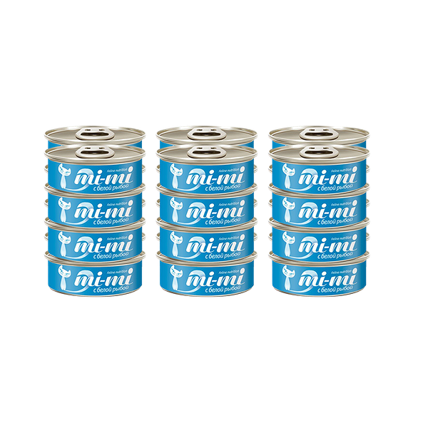 Корм для кошек MI-MI Кусочки в желе белая рыба конс.80г (упаковка - 24 шт)