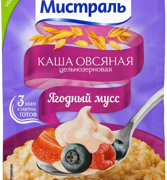 Каша овсяная Мистраль Ягодный Мусс быстрого приготовления, 40г