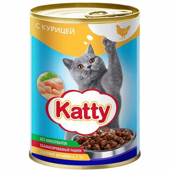 Консервы для кошек Katty с курицей в соусе 415 г