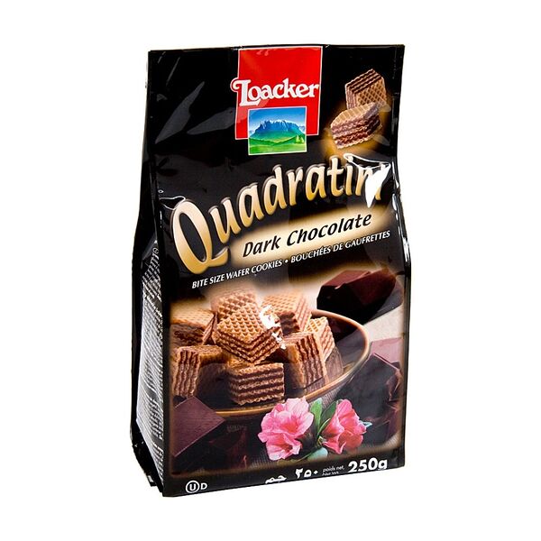 Вафли «Квадратини» темный шоколад, Loacker