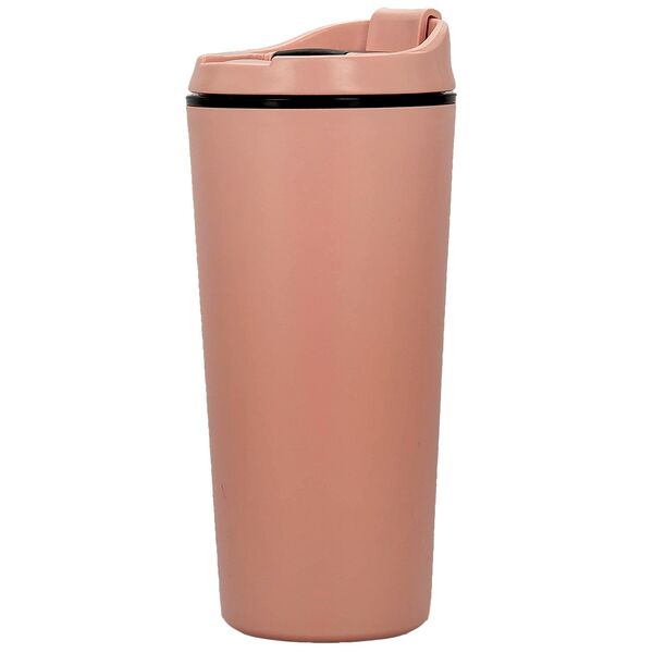 Термокружка Домовой, с классической крышкой, 350 мл, розовая