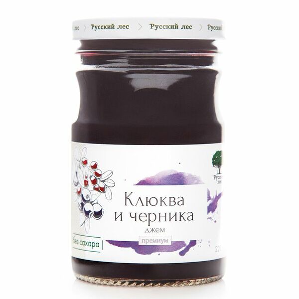 Джем Русский Лес Клюква Черника без сахара Премиум