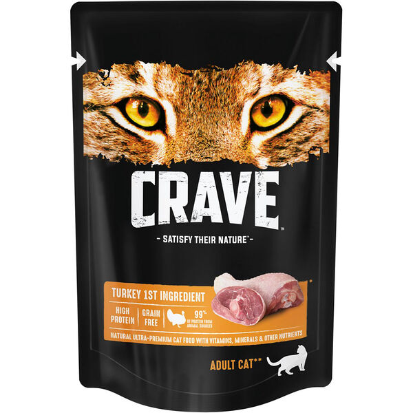 Корм влажный для взрослых кошек CRAVE Индейка, 70г