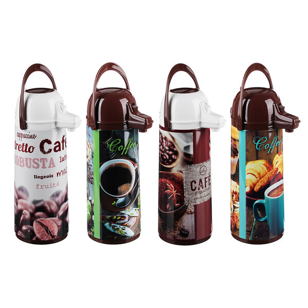 Vetta термос с пневмонасосом, стеклянная колба, 1,9 л., 4 дизайна