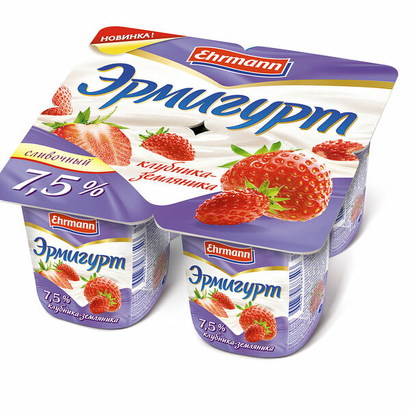Продукт йогуртный Эрмигурт Клубника-Земляника 7.5% 100 мл