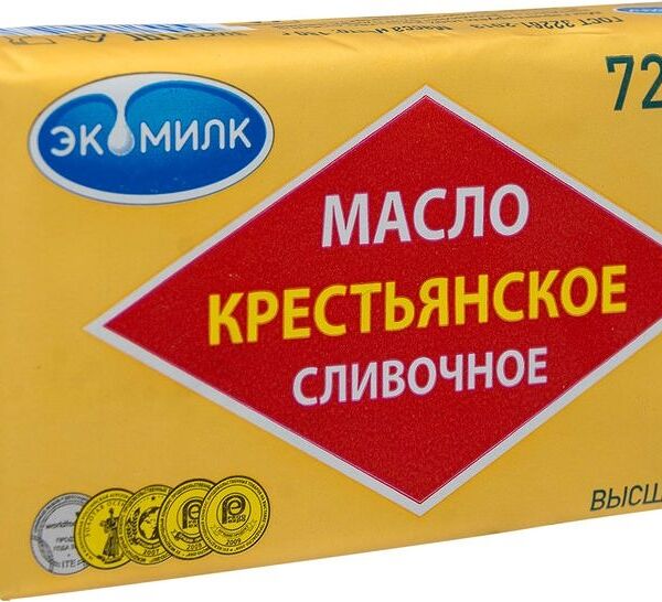 Масло сливочное Экомилк Крестьянское 72.5%, 180г