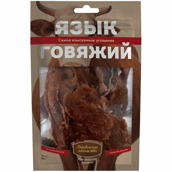 Лакомство для собак Деревенские лакомства Язык говяжий