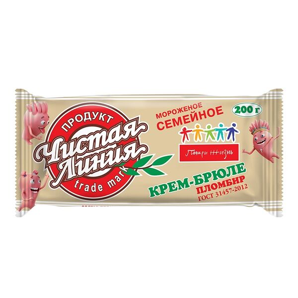 Мороженое Чистая Линия Семейное пломбир шоколадный 12%, без змж, брикет, 200 г