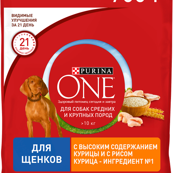 Сухой корм для щенков Purina One с курицей и рисом