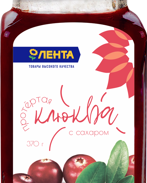 Клюква ЛЕНТА протертая с сахаром