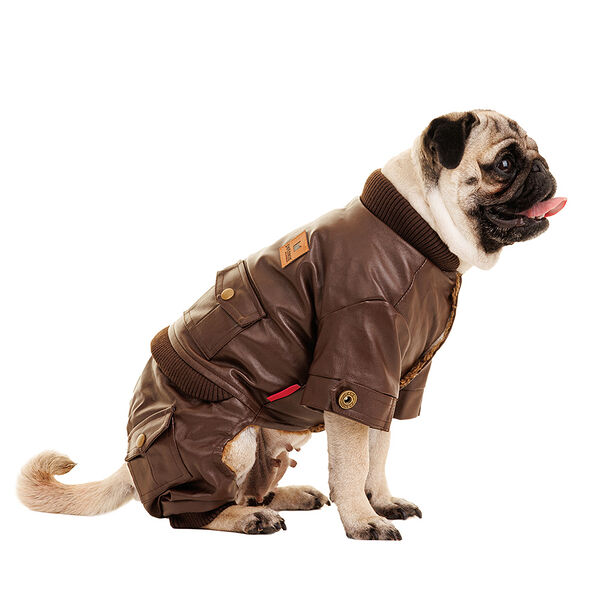 Комбинезон из кожзама для собак Petmax L коричневый (унисекс)