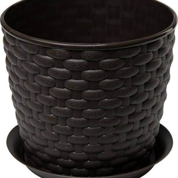 Кашпо с поддоном Ротанг Idea цвет: коричневый, 13,5 см