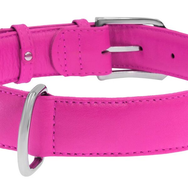 Collar ошейник кожаный Waudog Glamour без украшений 19-25 см., Розовый
