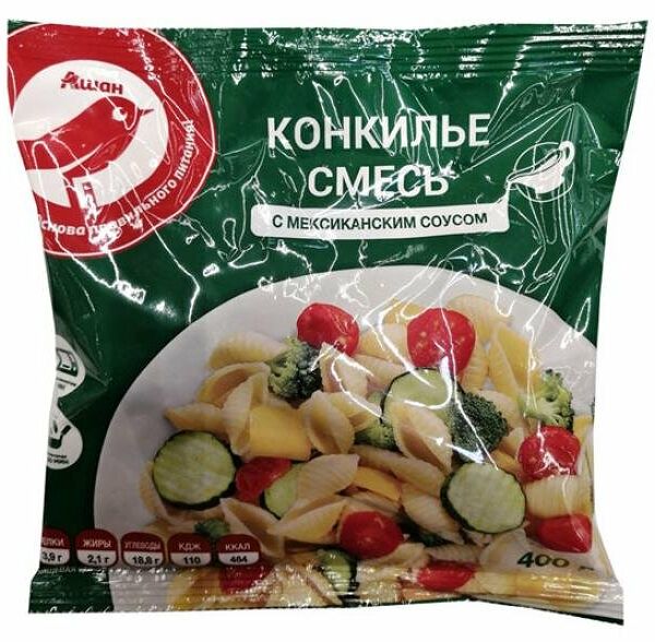 Смесь овощная АШАН Красная птица Конкилье с соусом замороженная
