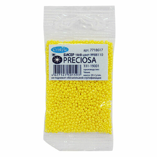 (88110) 331-19001-10/0 Бисер непрозрачный с покрытием 10/0, круг.отв., 20гр Preciosa,упак
