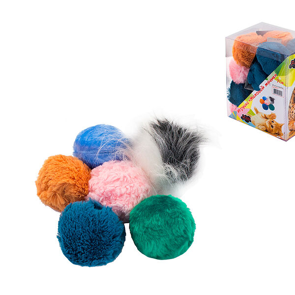 Мячик меховой для кошек 7см