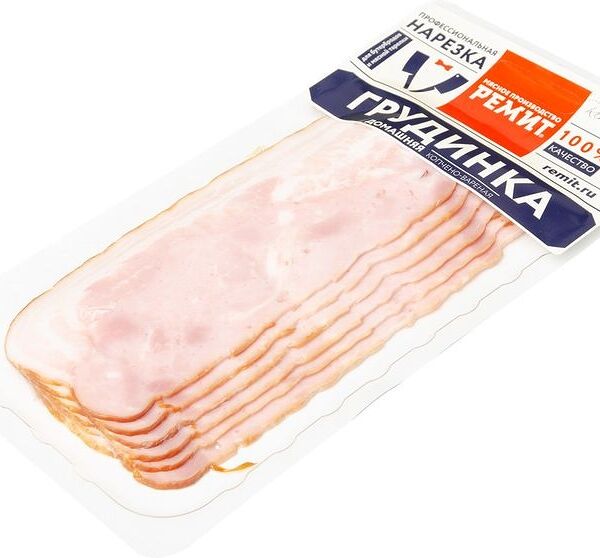 Грудинка копчёно-варёная Домашняя Ремит нарезка