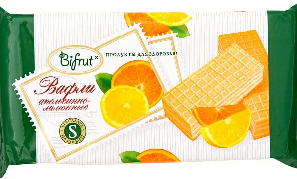 Вафли Bifrut Апельсин лимон на сорбите 100г