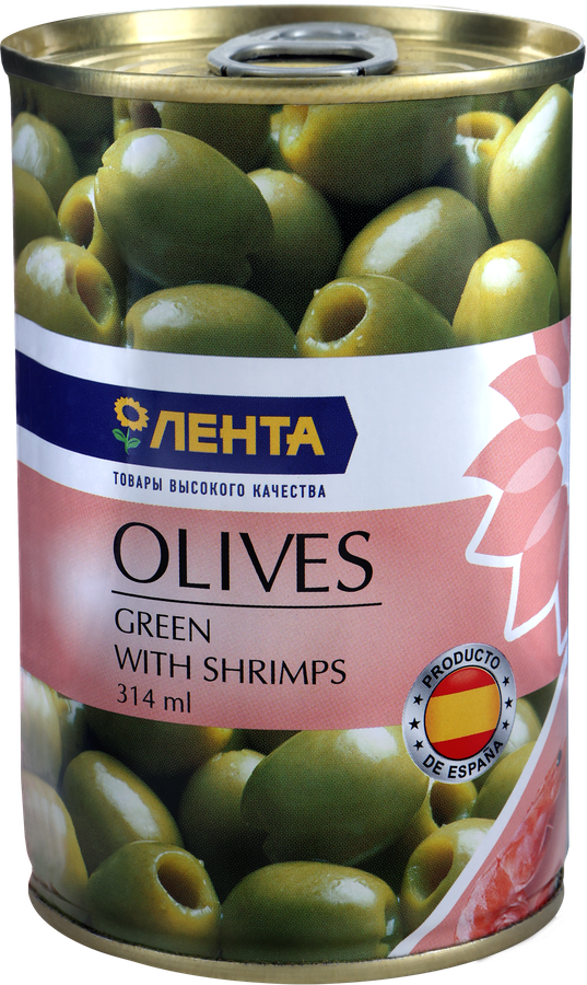 

Оливки с креветками ЛЕНТА зеленые