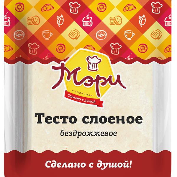 Тесто слоеное Мэри бездрожжевое охлажденное 1 кг
