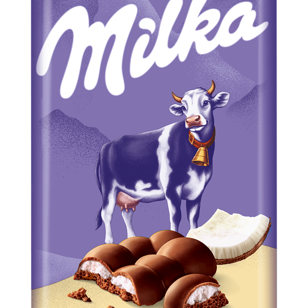Шоколад молочный пористый Milka Bubbles c кокосовой начинкой, 92г