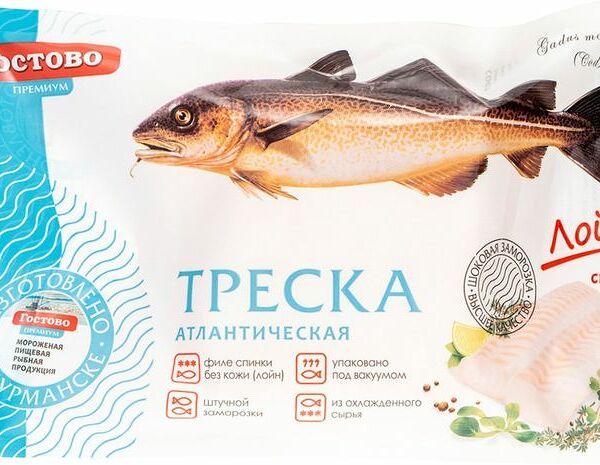 Треска Гостово Лойн филе спинки без кожи атлантическая замороженная 450г
