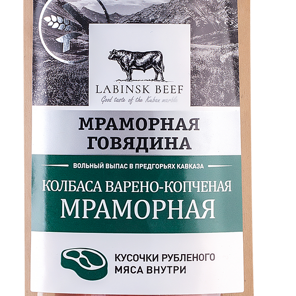 Колбаса копчено-вареная Агрокомплекс Мраморная, категория А, 400г