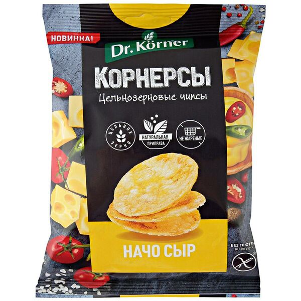 Чипсы Dr.Korner кукурузно-рисовые с сыром начо 50 г