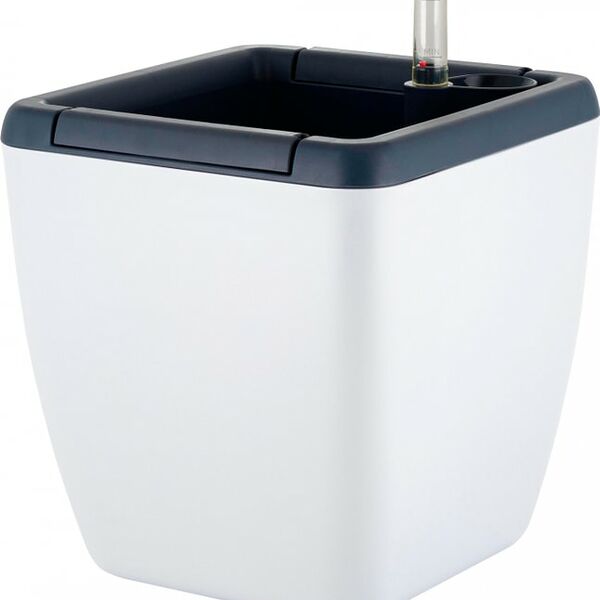 Горшок с автополивом InGreen Munchen с внутренней вставкой 2.2л квадратный белоснежный жасмин 5л