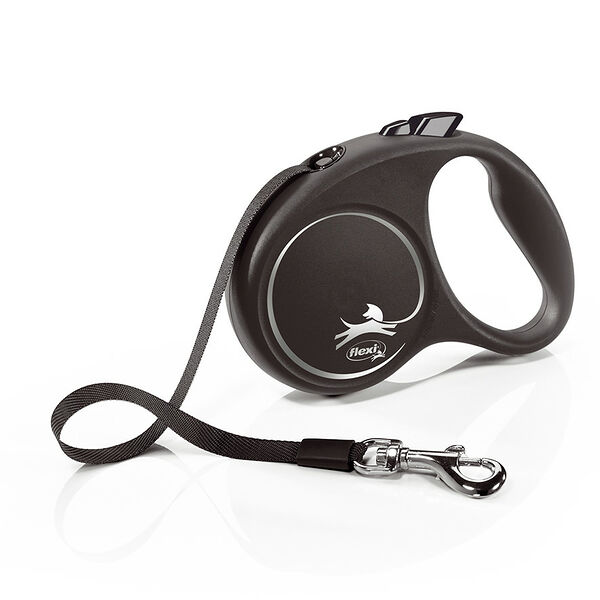 Поводок-рулетка Flexi Black Design L до 50 кг (5 м лента), серебряный
