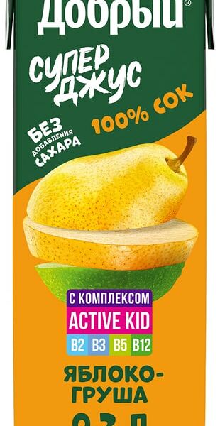 Сок Добрый Active kid Яблоко-Груша 200мл
