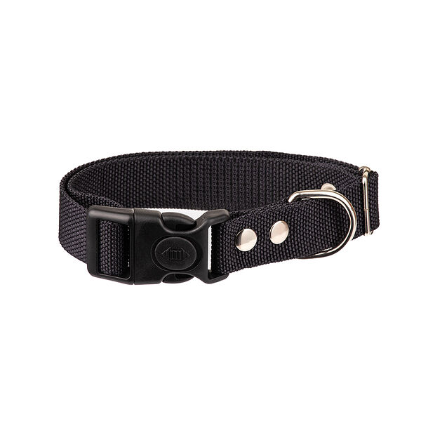 Ошейник нейлон М многоразмерный с фиксатором 20 28-45 см черный