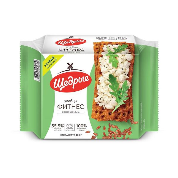 Хлебцы Щедрые 200г пять злаков с посыпкой лен