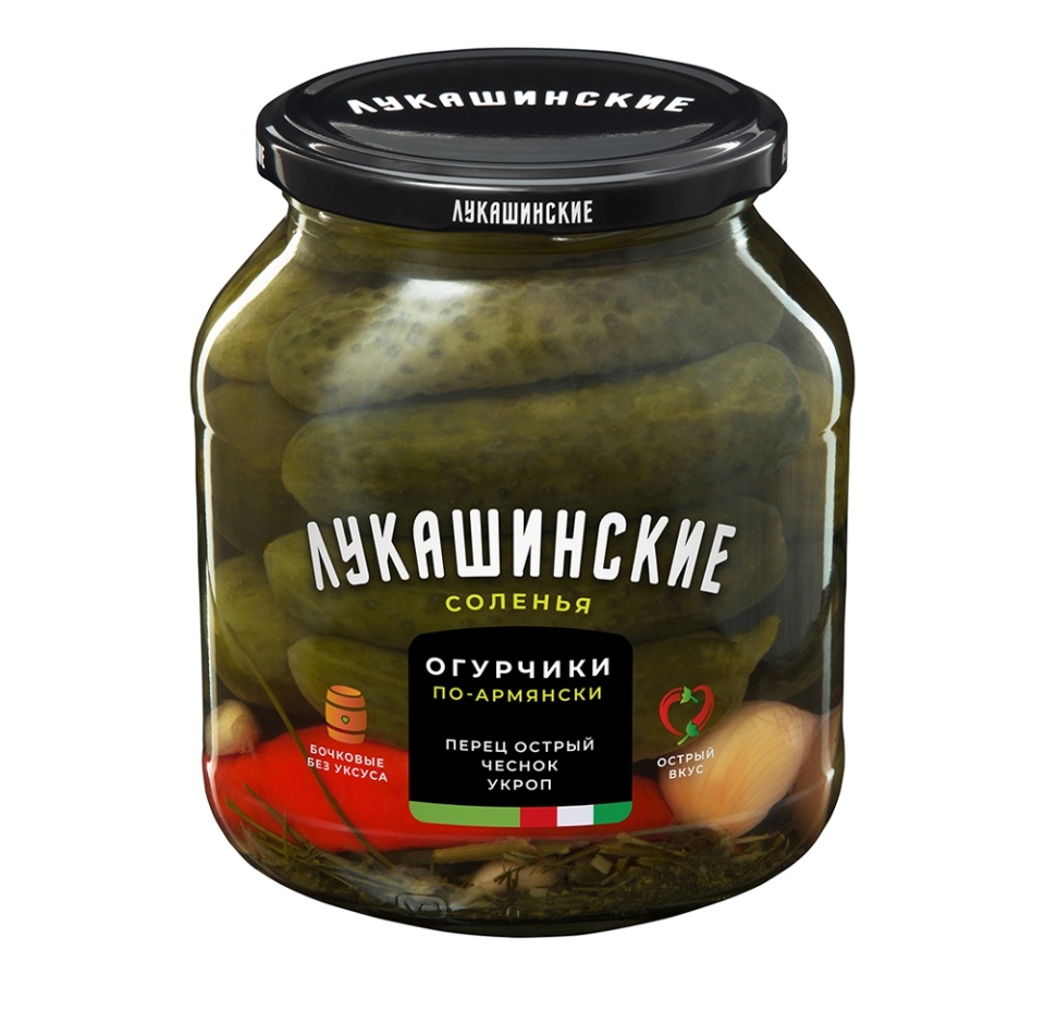 

Огурцы Лукашинские соленые по-армянски с острым перцем и чесноком 670 г