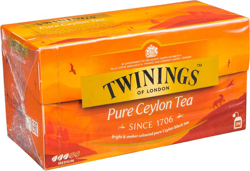 

Чай Twinings чёрный байховый цейлонский в пакетиках, 25х2г