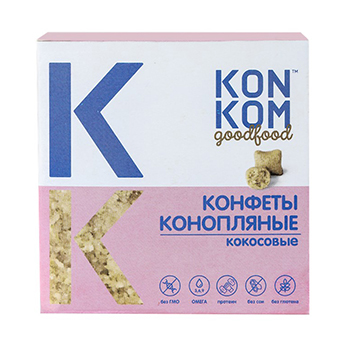 

Конфеты конопляные Konkom с кокосом (без глютена) 150 г, Россия